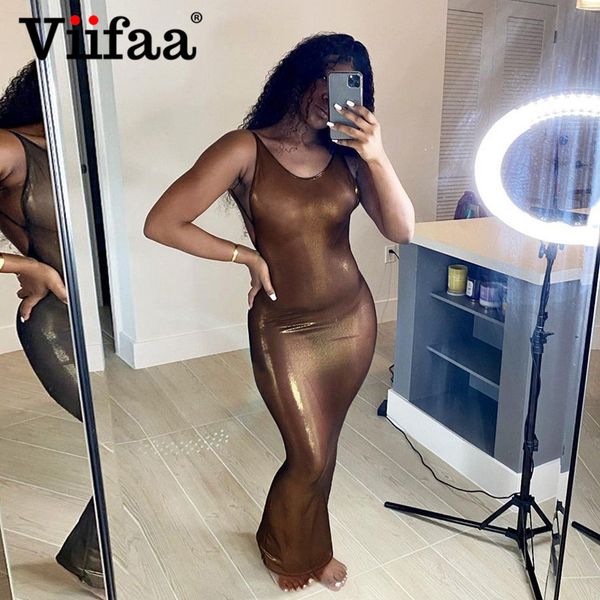 

viifaa club long dress bodycon stretchy slim fitted backless women spaghetti strap party night dresses 2021 summerhigh quality, Black;gray