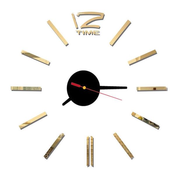 

wall clocks modern 3d quartz clock pointer mirror diy sticker room office/el decor