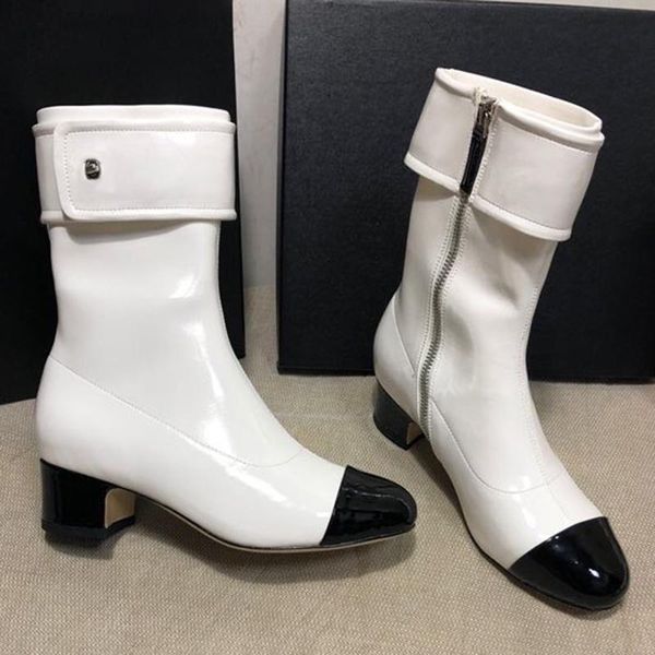 

boots fashion round toe spring autumn brand design leather women shoes vintage zip ankle female, Black