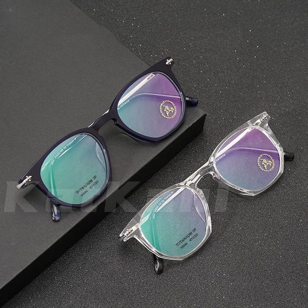 

fashion sunglasses frames katkani retro acetate eyeglasses frame men trend transparent ultra-light pure titanium myopia prescription glasses, Black