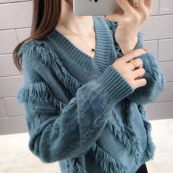 

women knit sweater shirt long sleeve v-necked 5 color solid loose fall winter elegant casual oversize jumper c451, White;black