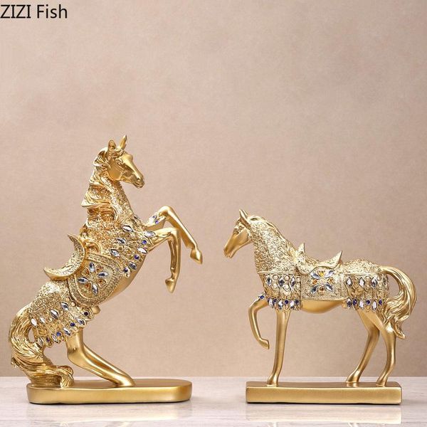 

decorative objects & figurines gem armored warhorse statue ornaments gold silver animal retro furnishings desk decor vintage home decoration