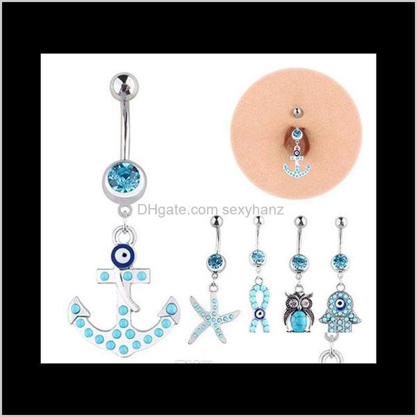 Obigo do bot￣o do umbigo Jewelry Drop entrega 2021 McS5-004 Mix Styles para 20 PCs Belly Ring Seastar M￣o 14ga 11 Comprimento 5 mm Bola Ewz