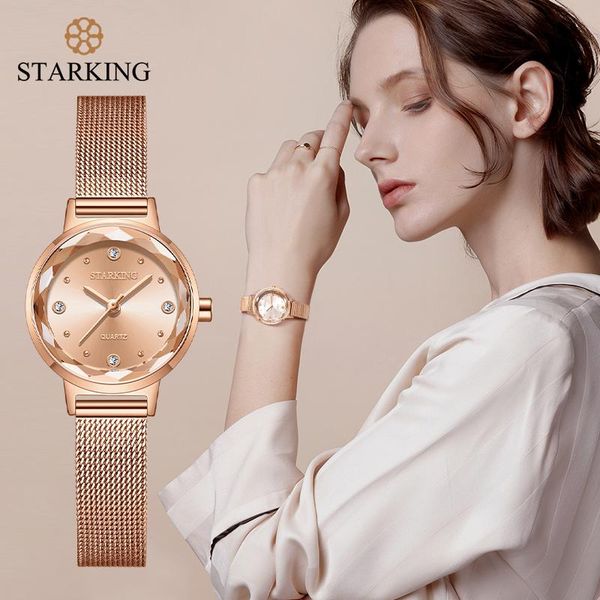 

wristwatches starking brand women quartz watch japan movt ladies girls bracelet ultra-thin wristwatch waterproof mesh band watches gift, Slivery;brown