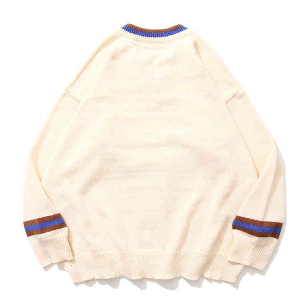 

men women v-neck sweaters autumn loose sweater man 2 colors, White;black