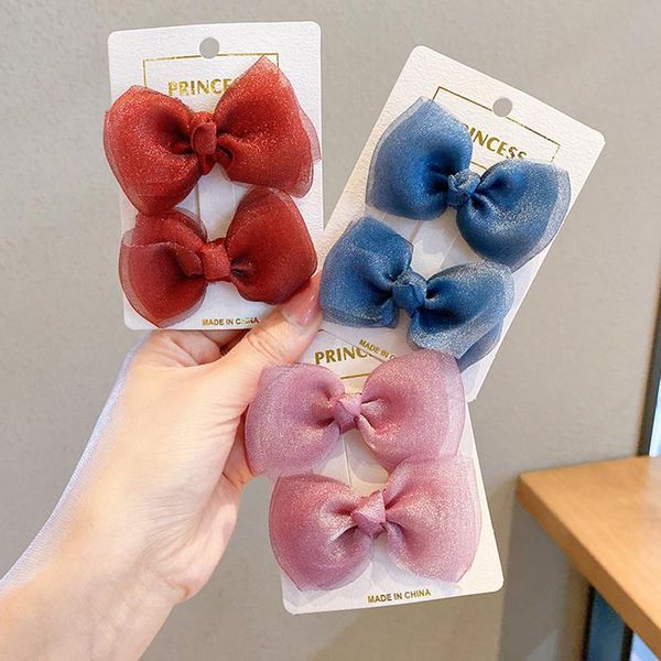 

xwen 2021 small bow hair clips cute hairpin headdress children baby princess clip fashion accessories oh2395, Slivery;white