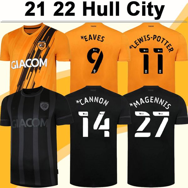 

21 22 hull city bernard magennis mens soccer jerseys honeyman eaves lewis-potter wilks emmanuel home away short sleeve football shirt, Black;yellow