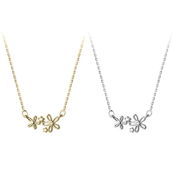 

pendant necklaces copper zircon necklace with flowers fresh and lovely clavicle chain ins small jewelry for female wedding party gifts, Silver
