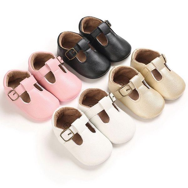 

first walkers baby shoes white born infant girl buckle pu soft anti-slip toddler crib crawl prewalker 0-18m