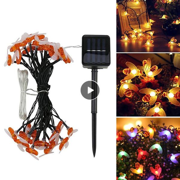 

solar lamps 5-12m 100 lamp led bee light string outdoor courtyard garden lawn lantern colorful night christmas tree decoration