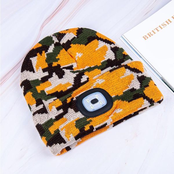 Outdoor-Hüte Unisex Hip Hop LED Beanie Hut stricken einstellbare Helligkeit Scheinwerfer warmen Winter für Wandern Radfahren Camping Geschenke