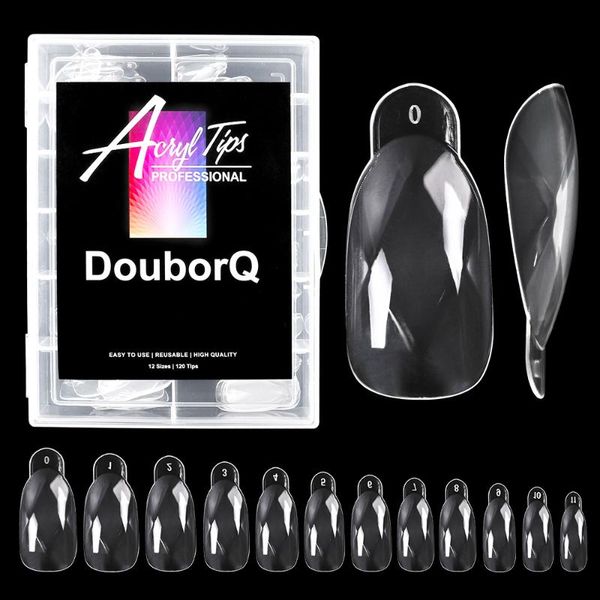 

120pcs/box diamond clear dual form mold full cover nail art finger extension acrylic tips uv gel extended manicure salon false nails, Red;gold