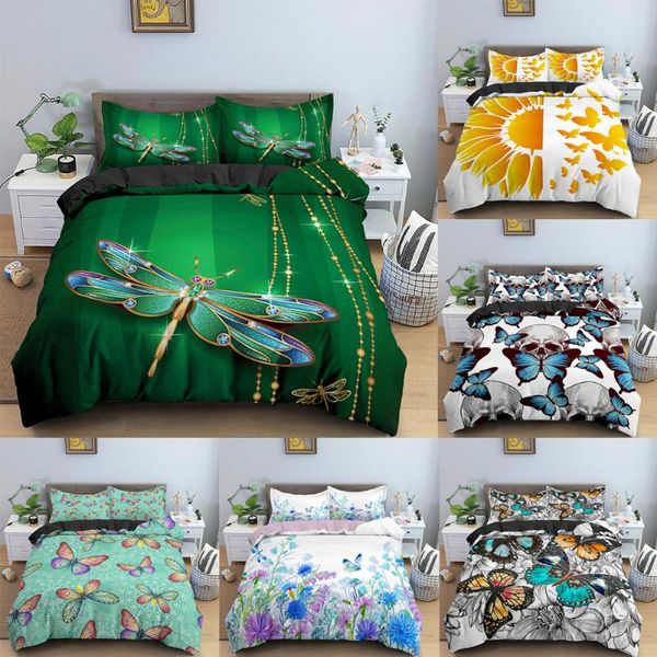 

bedding sets dragonfly duvet cover set & pillowcase butterfly sunflower for girls princess quilt (no bed sheet)