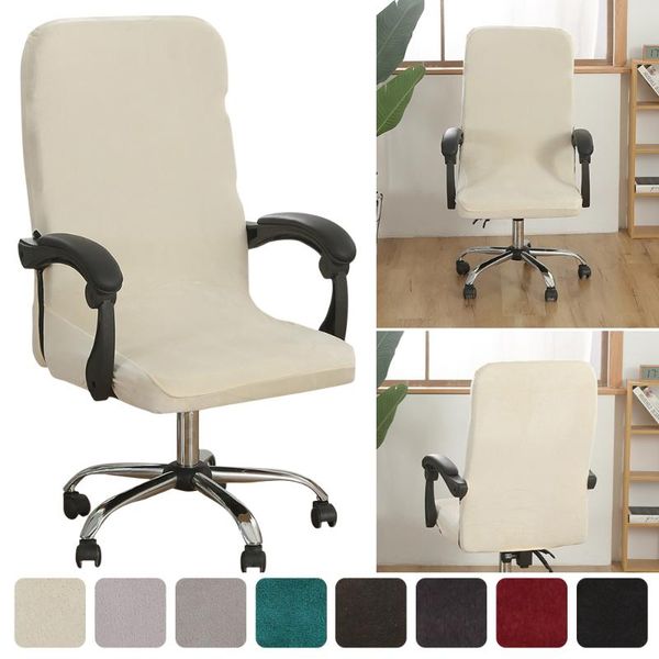 

chair covers elastic silver velvet stretch office cover computer arm slipcover anti-dust universal solid seat cushion