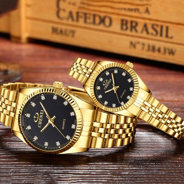 

gold watch relogio feminino montre de luxe femme orologio uomo couple watches pair men and women parejas wristwatches, Slivery;brown