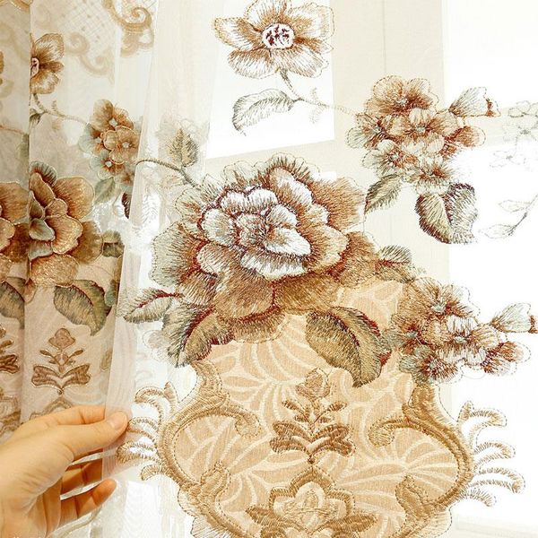 

curtain & drapes upscale luxury atmosphere villa europe for living room window water soluble embroidered tulle home decoration