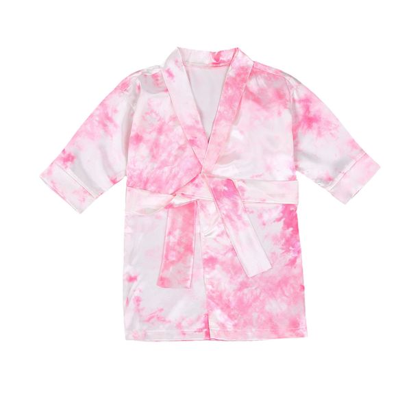 

6m-6y autumn spring toddler kid girls robes soft long sleeve tie dye sleepwear children clothing 210515, Blue;red