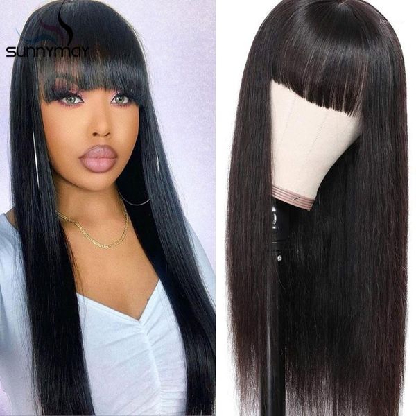 

staright lace front 150% human hair wigs pre plucked remy with bangs1, Black;brown