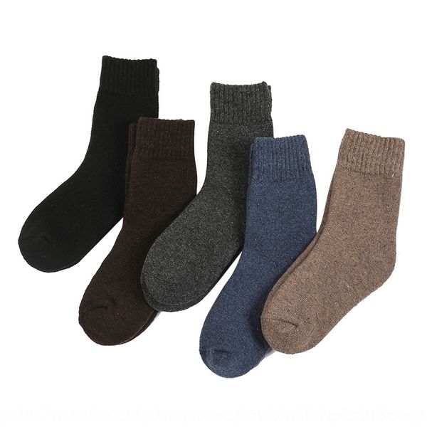 

AYGh style plush and thickened warm wool men's warm medium cylinder socks autumn and winter women's pure color wool socks, Black