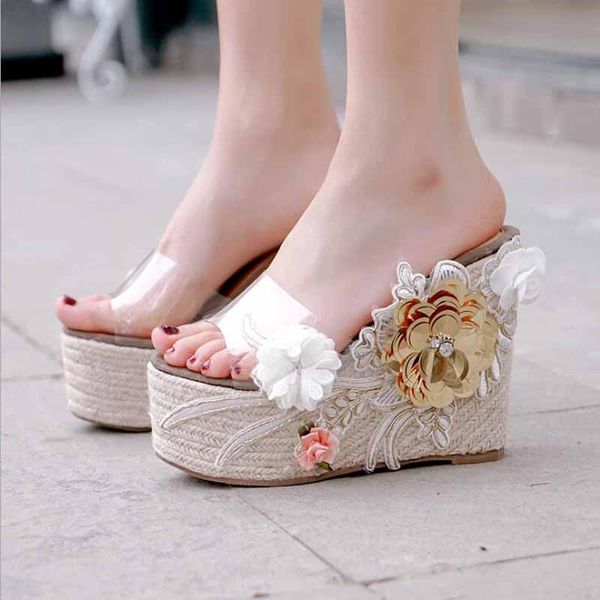 

slippers summer flip flops women flip-flop beach shoes sandals bohemian muffin slope with, Black