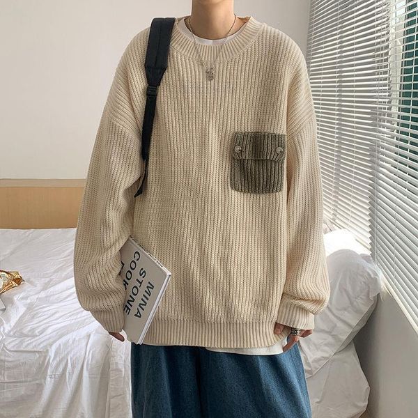 

autumn winter men's sweaters loose japanese korean version trend of thickened khaki clothes, White;black