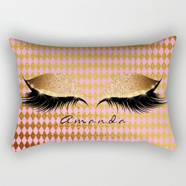 

cushion/decorative pillow eyelash printed polyester lumbar cushion cover 30x50cm fashiom women make-up seat decor rectangle throw lash pillo