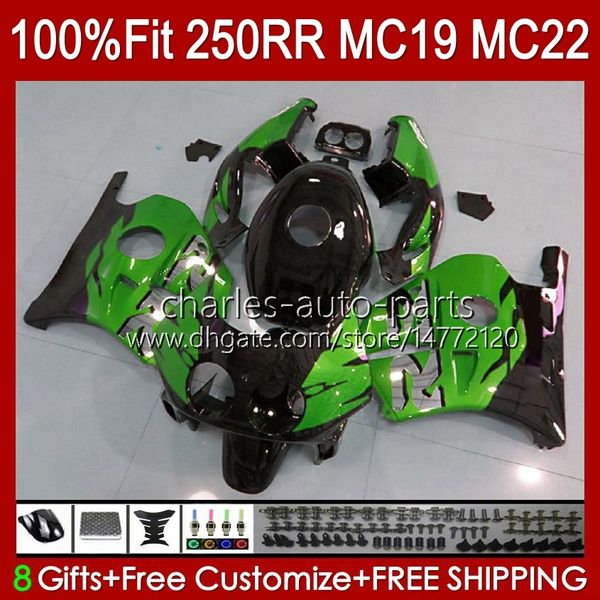 Injeção de kit de corpo para Honda MC19 CBR 250RR 250 RR CC 250R 88 89 Bodywork 112HC.220 CBR250RR 1988 1989 CBR250 RR CC 1988-1989 CBR 250cc 88-89 OEM Lustroso Green