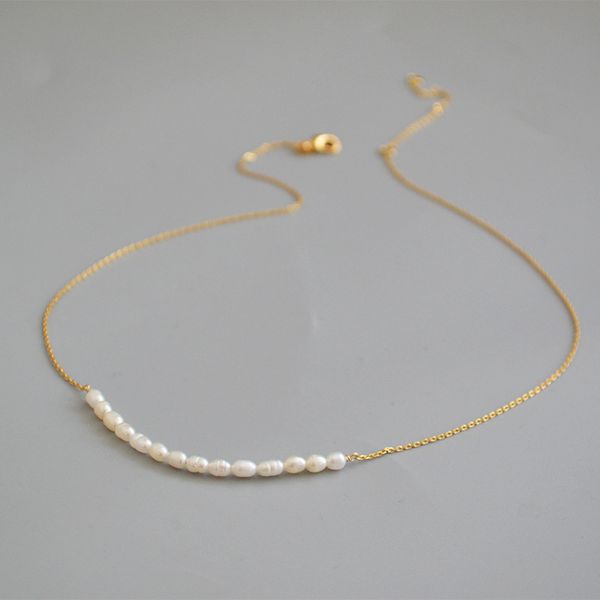 

fashion necklaces brass with 18k gold natural real pearl necklace wowen jewelry party designer t show runway gown japan korean, Silver