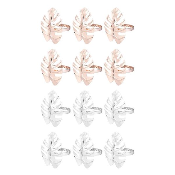 

pcs hawaii wedding party monstera napkin holder clasp simple alloy ring silver & rose gold rings