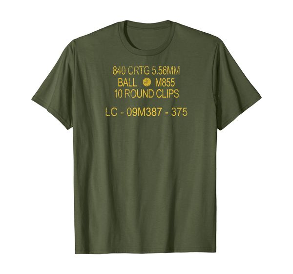 

5.56 mm us military od green ammo can t shirt t-shirt, White;black