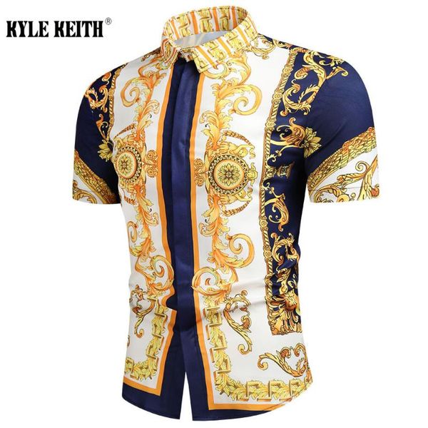 

men's casual shirts luxury men slim fit short sleeve paisley print shirt camisa social masculina manga longa prom party, White;black