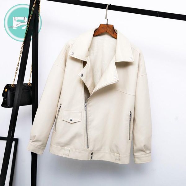 

women's leather & faux g.sky autumn women jacket casual loose soft pu motorcycle punk coat female zipper rivet outerwear, Black