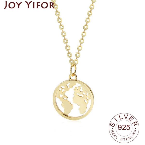 

chains 925 sterling silver necklace for women ladies elegant chain map shape gold color jewelry round