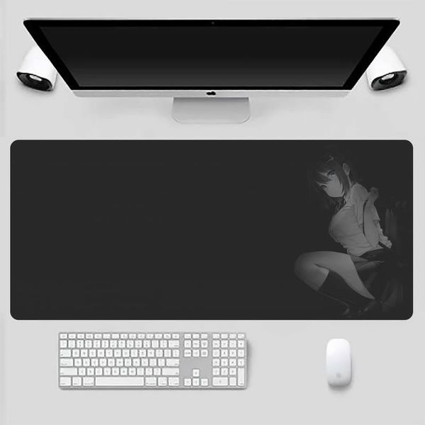 

mouse pads & wrist rests girl monochrome cute fun customized mousepads computer lapanime mat game office work pad x xl