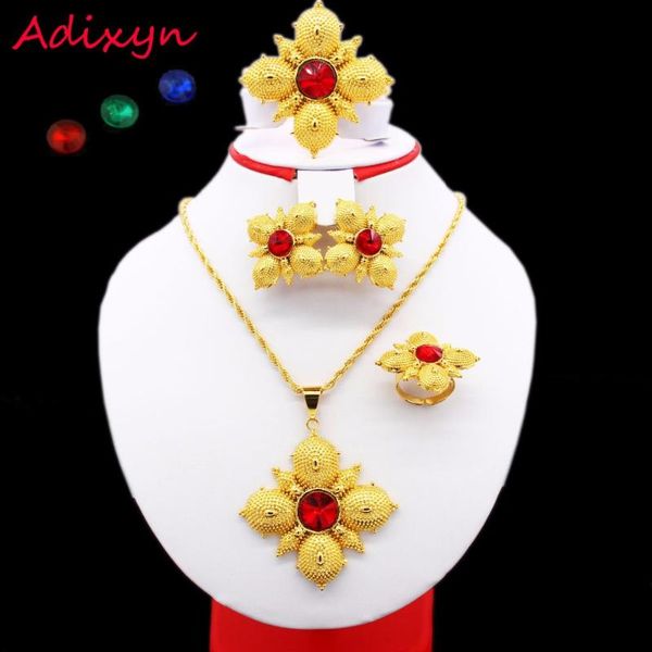 

earrings & necklace 2021ethiopian jewelry sets 24k gold color crystal necklace/earring/pendant/bangle/ring middle easter/india habesha weddi, Silver