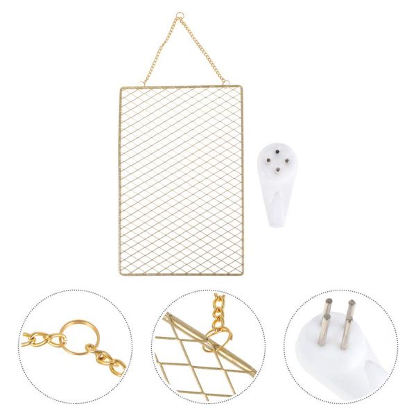 

jewelry pouches, bags 2pcs household hanging wall display holders wire grids (golden), Pink;blue