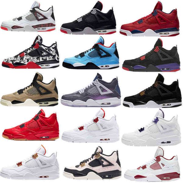 

2021 jumpman 4s bred black cat basketball shoes mens white cement encore wings fire red air singles retroes 4 iv pure money trainersg8wu