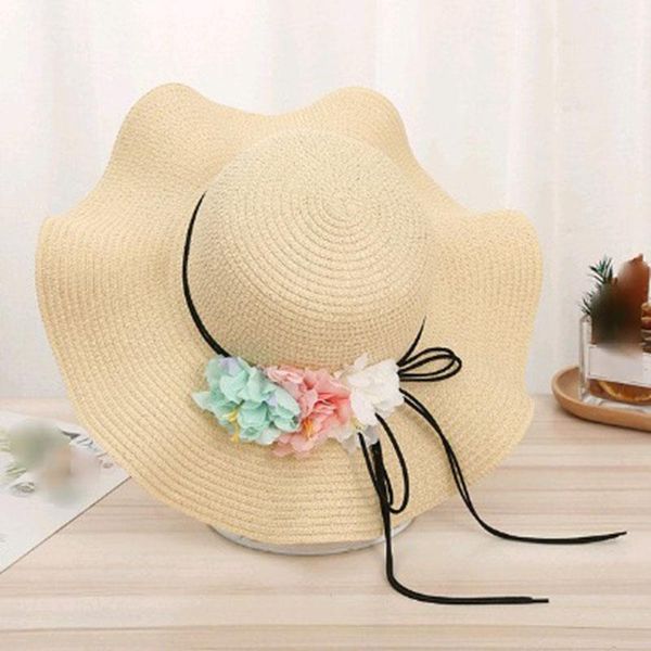 

wide brim hats summer style bucket hat women with flower foldable fresh sun breathable sunscreen visor caps for girls, Blue;gray