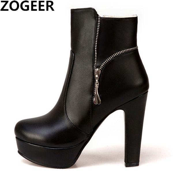 

fashion ankle boots women high heels platform motorcycle boots zipper yellow black white ladies short shoes large size 34- 48 210428