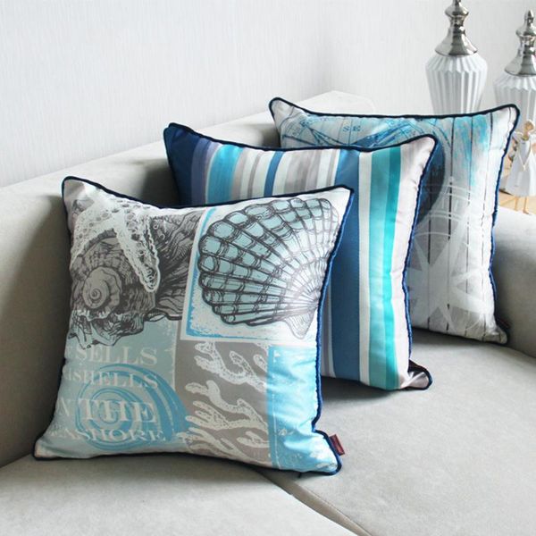 

soft velvet polyester cushion cover mediterranean blue seashell starfish butterfly home decorative pillow 45x45cm cushion/decorative