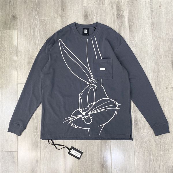

long sleeve t-shirt men women 1 quality pocket tee big print, White;black