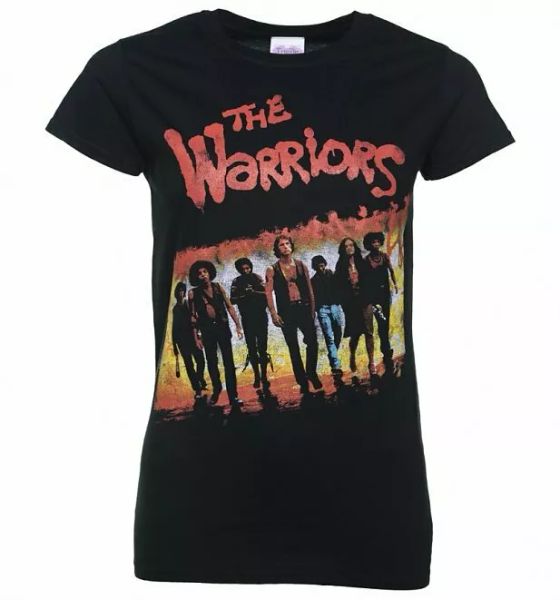 

official women's the warriors movie poster fitted t-shirt, White;black