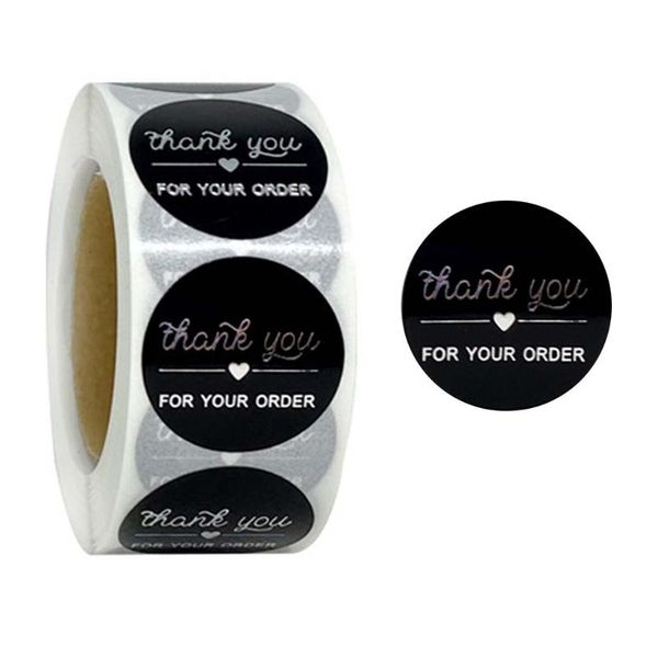 

500pcs/roll black diy handmade thank you stickers wedding package sealing labels h051 gift wrap