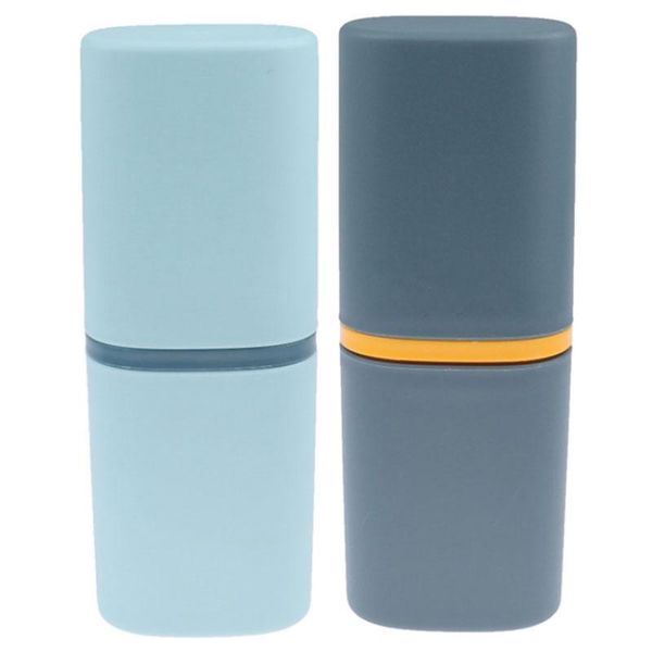 

toothbrush holders 2 pcs travel camping holder box storage organizer case bathroom accessories, sky blue & sea