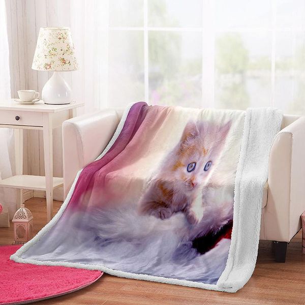 

blankets irisbell pet cat printed blanket home bed sofa decorate fluffy comfortable throw camping tent warm soft sherpa