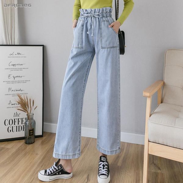 

arrivals 2021 autumn bud straight jeans trousers women blue high waist streetwear wide leg jean pants female women's