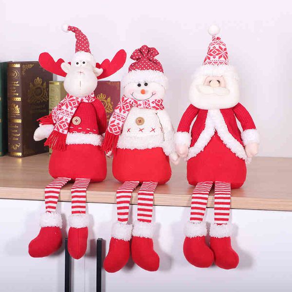 

christmas creative long leg sitting santa claus snowman doll plush small gift