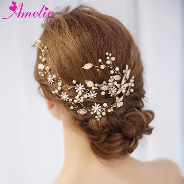 

hair clips & barrettes delights headband enchanted floral charm and pearl bridal claw vine women prom headpiece jewelry wedding headdress, Golden;silver