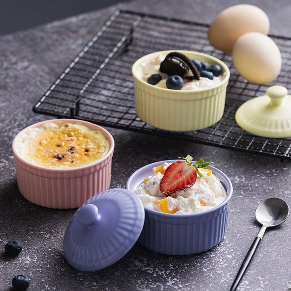 

bowls nordic style ceramic minimalist oven souffle cake dessert bowl with lid creative porcelain baking dishes kitchen dinnerware