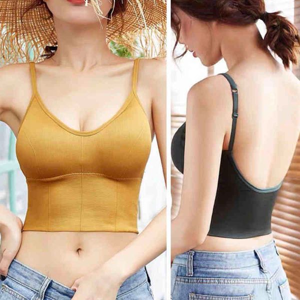 

women active tank detachable pad bra lingerie u back stretchy sport camisole wireless daily night bra wjs-3188, White